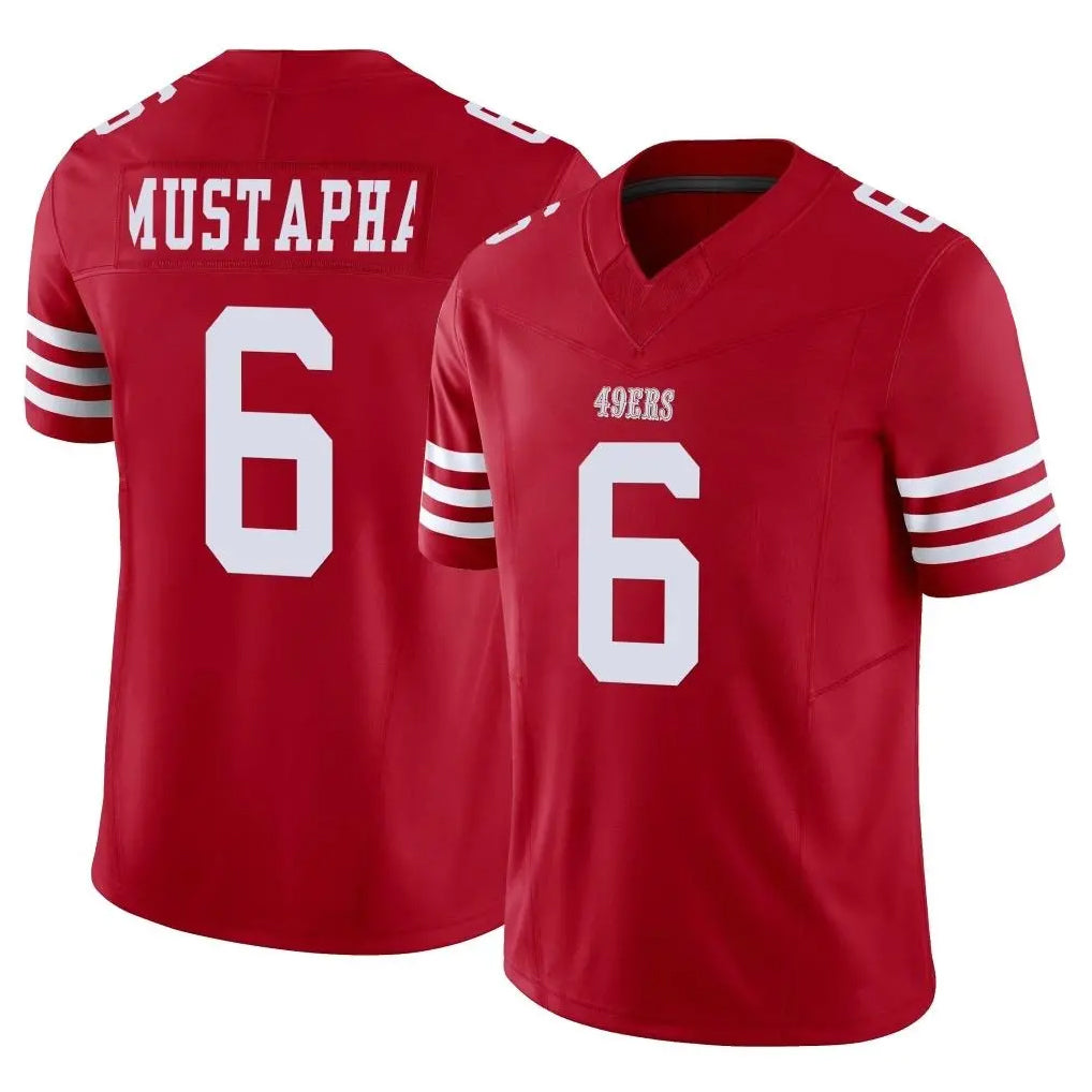 Punc SF.49ers #6 Malik Mustapha Player Red Limited Vapor F.U.S.E. Home Game Stitched Jerseys