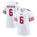 Punc SF.49ers #6 Malik Mustapha Player White Game Home Stitched Jerseys