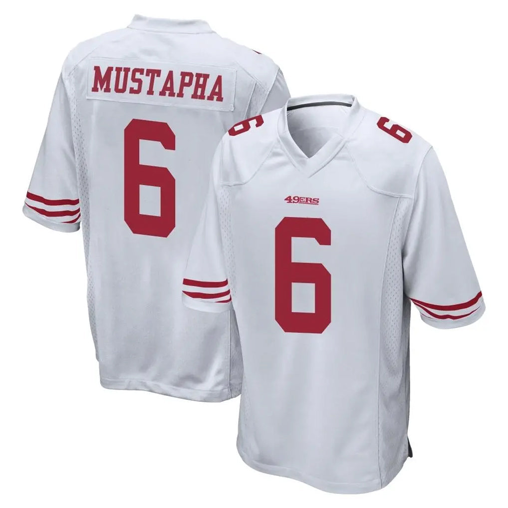 Punc SF.49ers #6 Malik Mustapha Player White Home Game Stitched Jerseys
