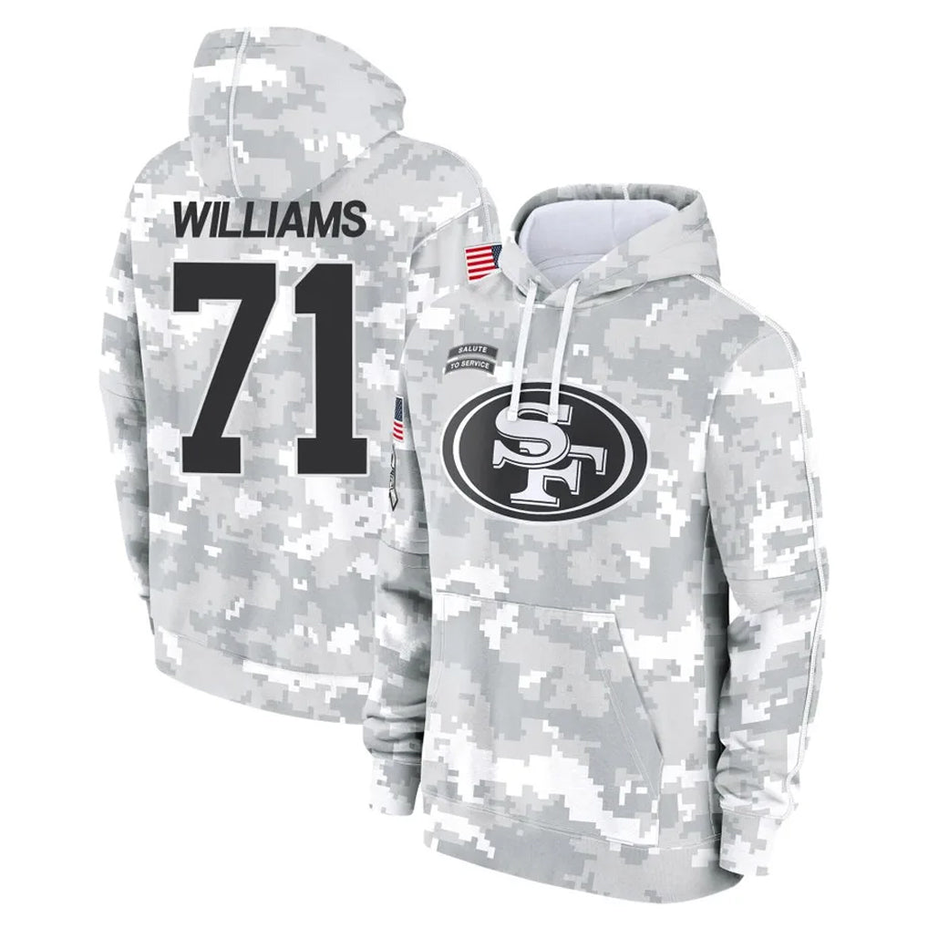 Punc SF.49ers #71 Trent Williams Player Arctic Camo Limited Salute to Service Pullover Hoodies Game Stitched Jerseys