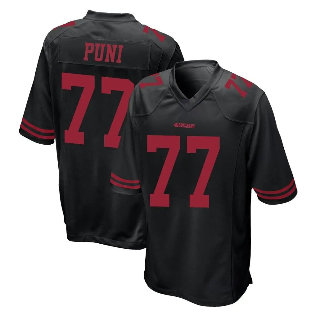 Punc SF.49ers #77 Dominick Puni Player Black Alternate Home Game Stitched Jerseys