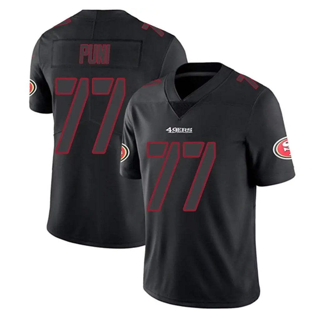 Punc SF.49ers #77 Dominick Puni Player Black Impact Limited Home Game Stitched Jerseys