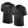 Punc SF.49ers #77 Dominick Puni Player Black Limited Reflective Home Game Stitched Jerseys