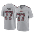 Punc SF.49ers #77 Dominick Puni Player Gray Atmosphere Fashion Home Game Stitched Jerseys
