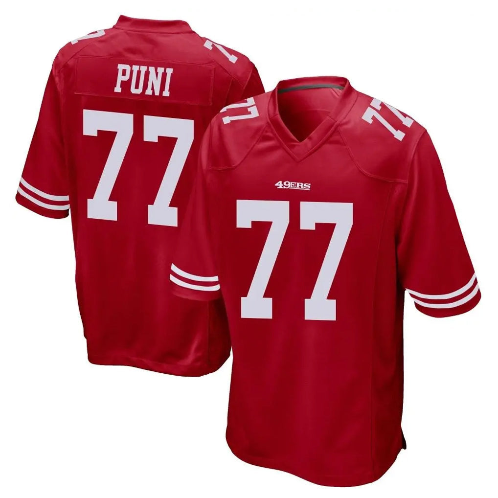 Punc SF.49ers #77 Dominick Puni Player Red Home Game Stitched Jerseys