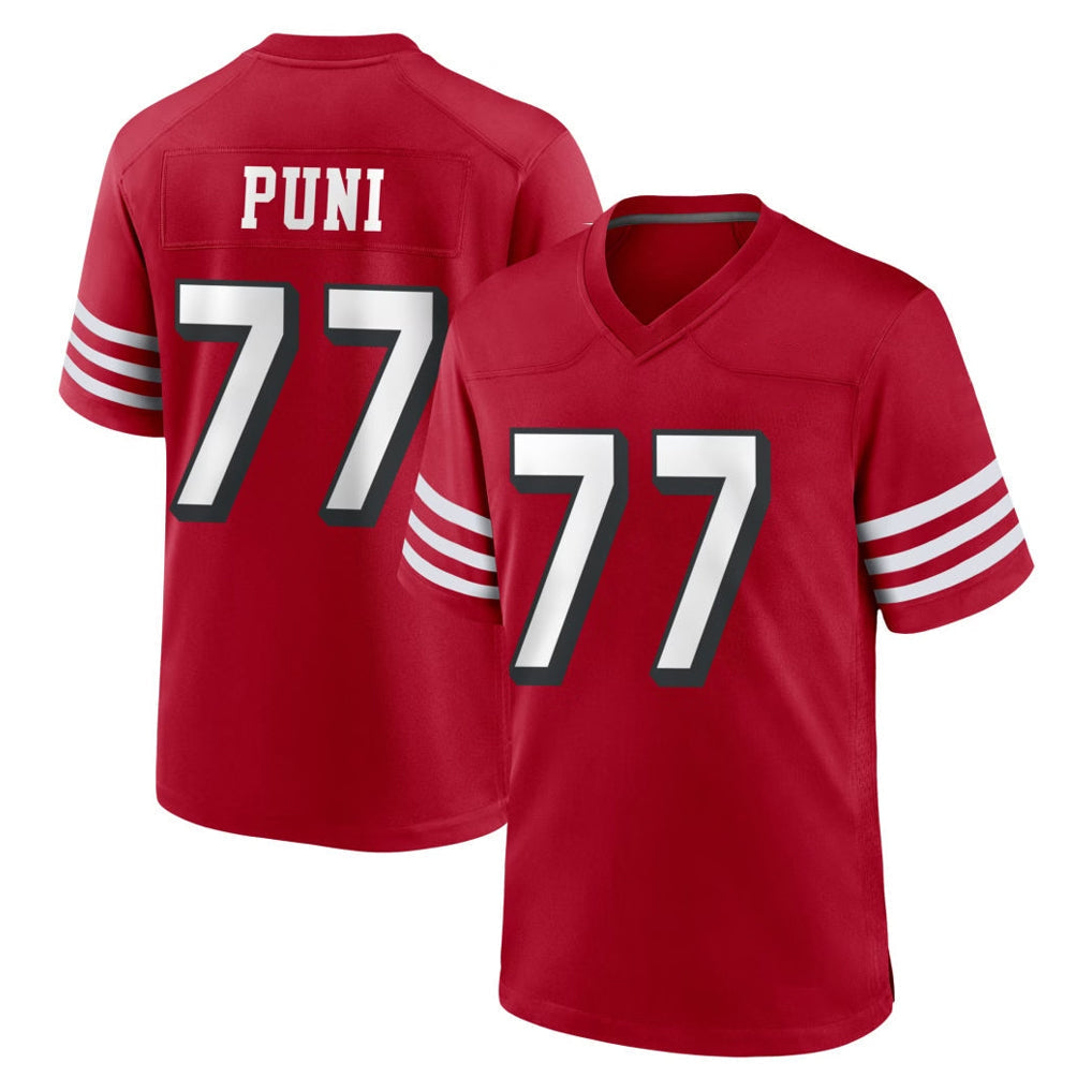 Punc SF.49ers #77 Dominick Puni Player Red Limited Alternate Home Game Stitched Jerseys
