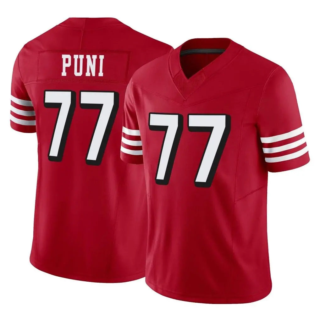 Punc SF.49ers #77 Dominick Puni Player Red Limited Alternate Vapor F.U.S.E. Home Game Stitched Jerseys