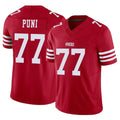 Punc SF.49ers #77 Dominick Puni Player Red Limited Vapor F.U.S.E. Home Game Stitched Jerseys