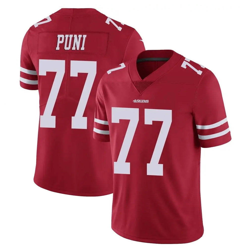 Punc SF.49ers #77 Dominick Puni Player Red Limited Vapor Untouchable Home Game Stitched Jerseys