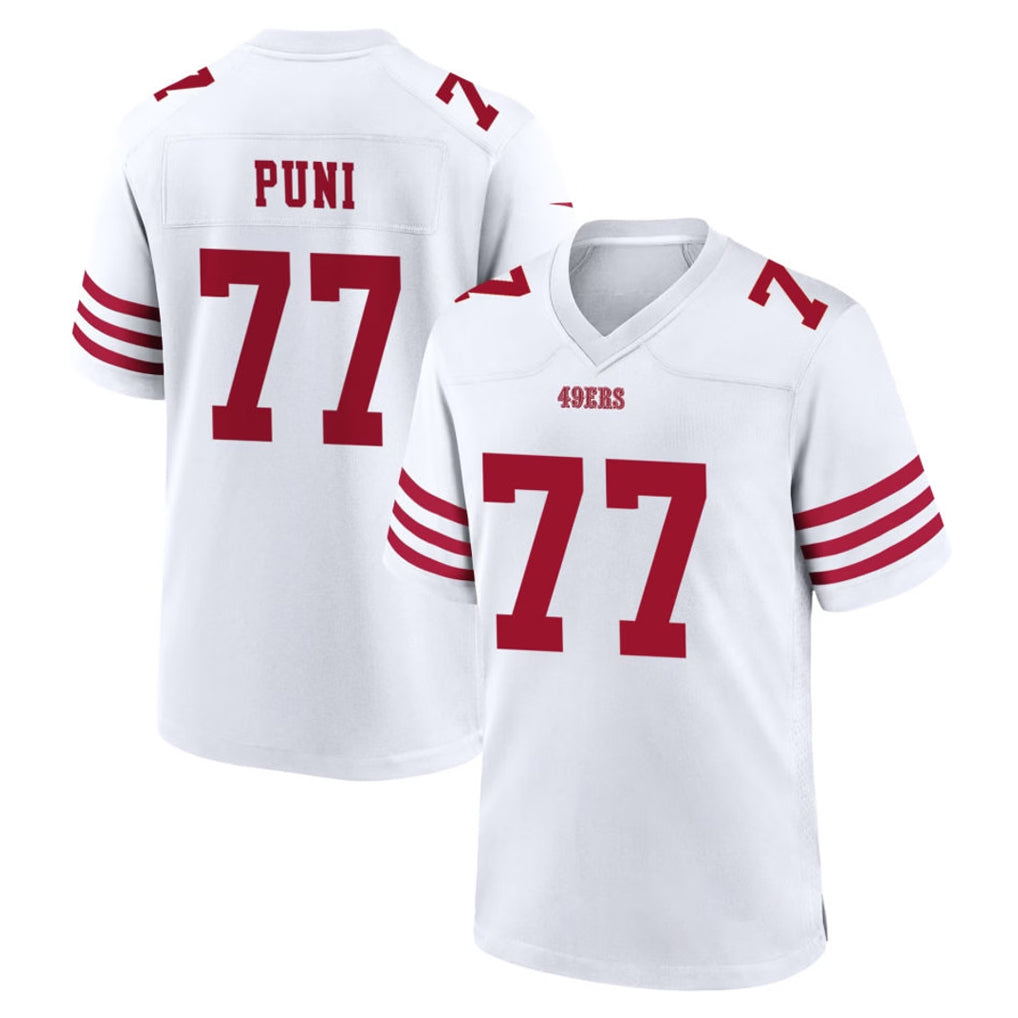 Punc SF.49ers #77 Dominick Puni Player White Game Home Stitched Jerseys
