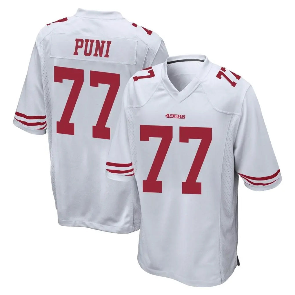 Punc SF.49ers #77 Dominick Puni Player White Home Game Stitched Jerseys
