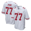 Punc SF.49ers #77 Dominick Puni Player White Home Game Stitched Jerseys