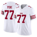 Punc SF.49ers #77 Dominick Puni Player White Limited Vapor F.U.S.E. Home Game Stitched Jerseys