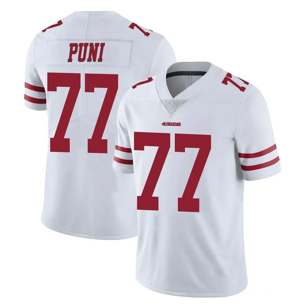Punc SF.49ers #77 Dominick Puni Player White Limited Vapor Untouchable Home Game Stitched Jerseys