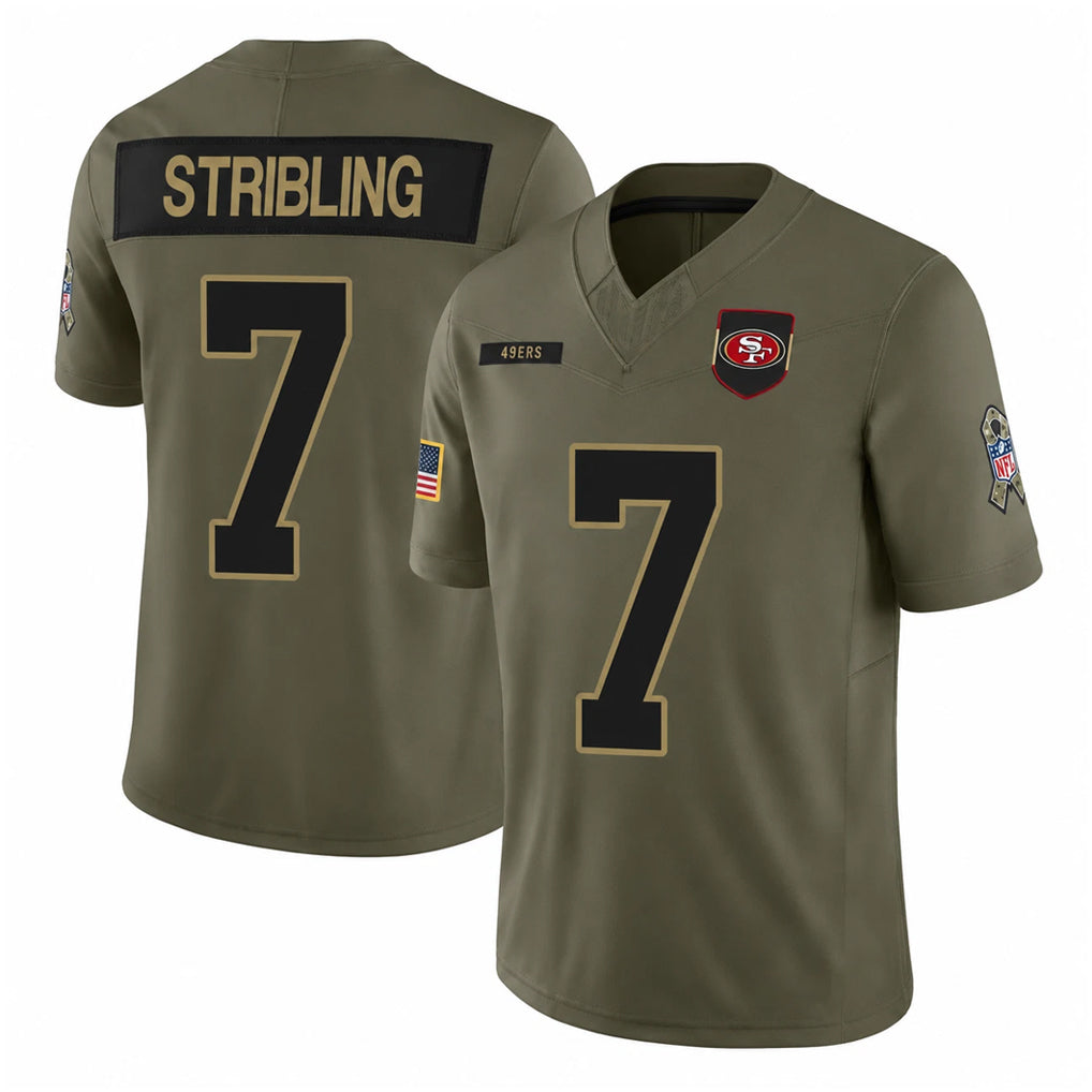 Punc SF.49ers #7 De'Zhaun Stribling Player Olive 2025 Salute To Service Limited Home Game Stitched Jerseys
