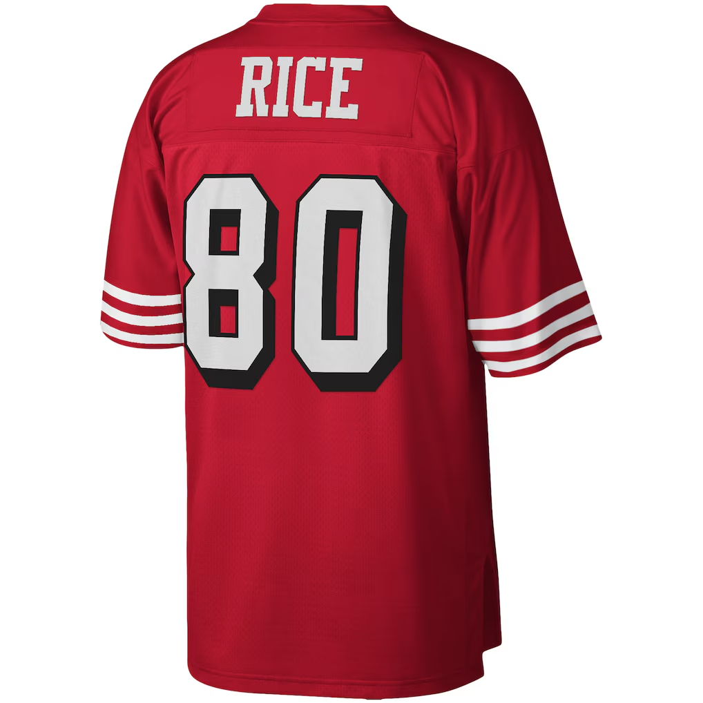 Punc SF.49ers #80 Jerry Rice Mitchell & Ness Scarlet Legacy Replica Jersey Stitched Puhic