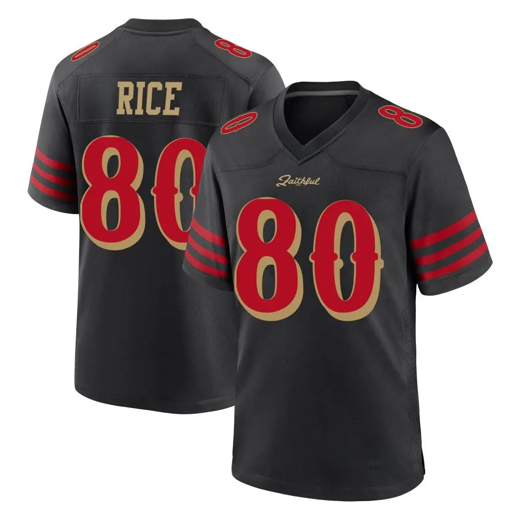 Punc SF.49ers #80 Jerry Rice Player Black Rivalries Collection Game Stitched Jerseys