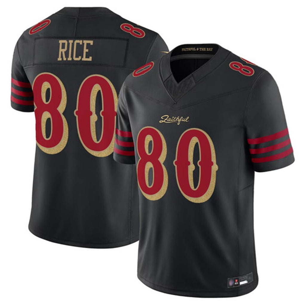 Punc SF.49ers #80 Jerry Rice Player Black Vapor F.U.S.E. Limited Stitched Jerseys