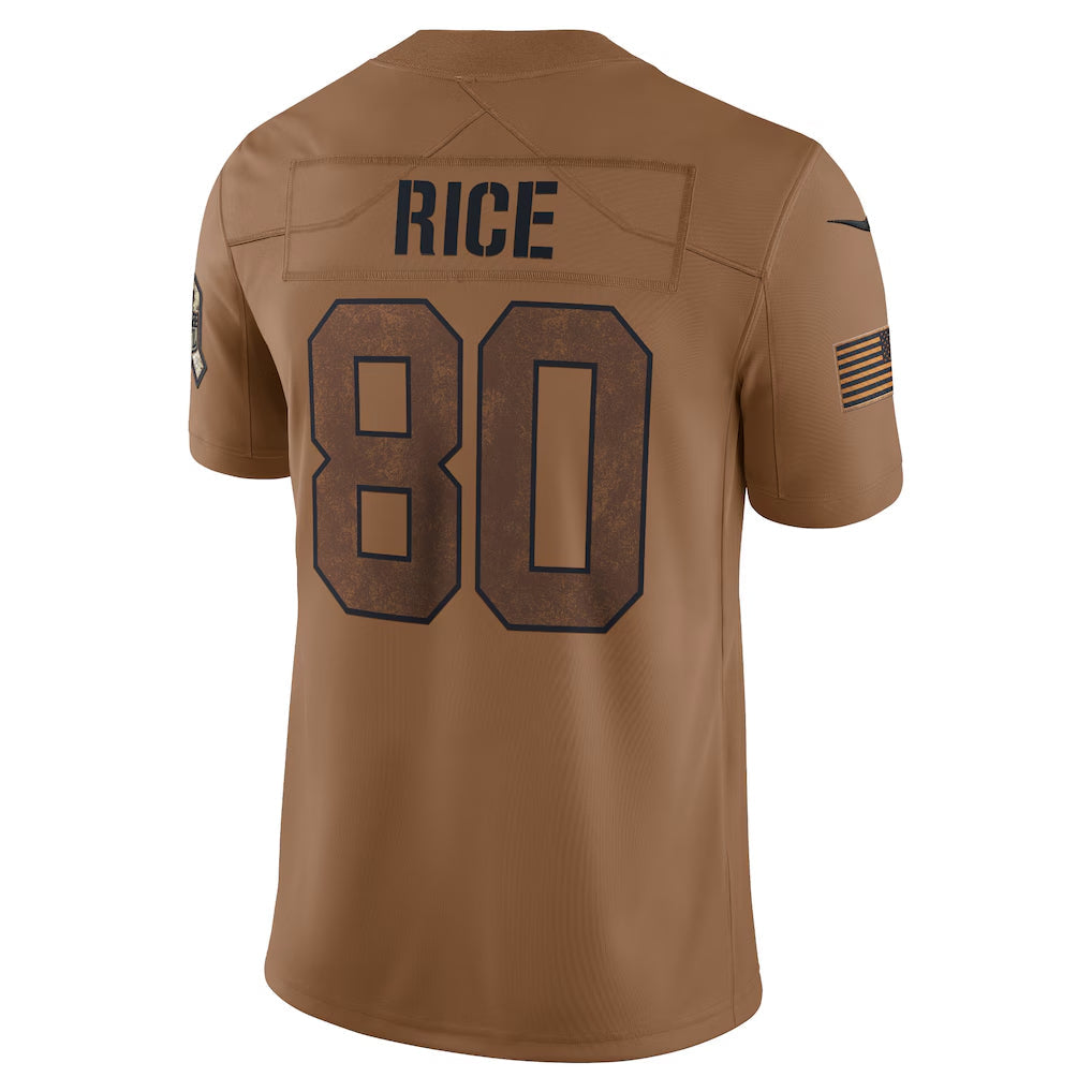 Punc SF.49ers #80 Jerry Rice Player Brown Salute To Service Limited Stitched Jerseys