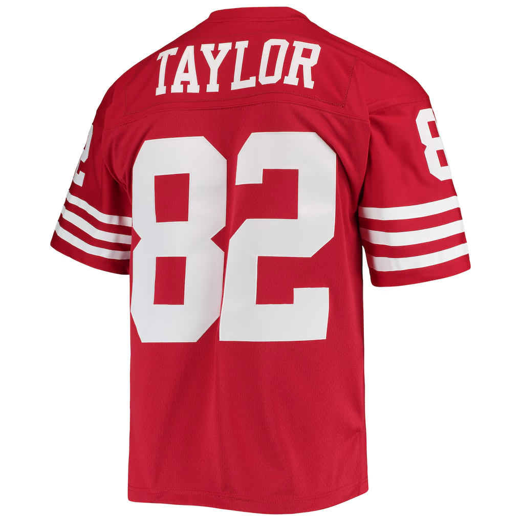 Punc SF.49ers #82 John Taylor Mitchell & Ness Scarlet Legacy Replica Jersey