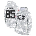 Punc SF.49ers #85 George Kittle Player Arctic Camo Salute to Service Hoodies Stitched Jerseys
