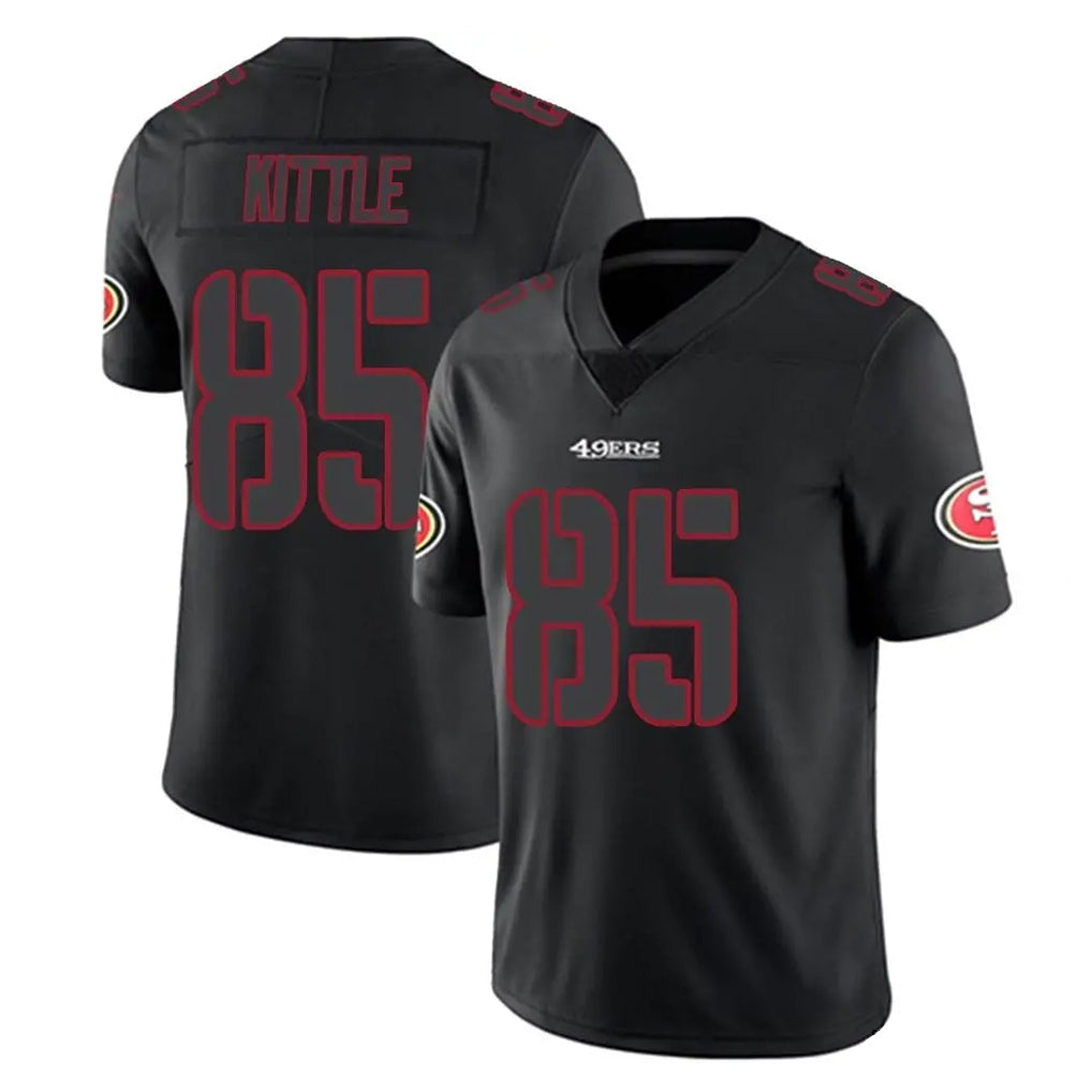 Punc SF.49ers #85 George Kittle Player Black Impact Limited Home Game Stitched Jerseys