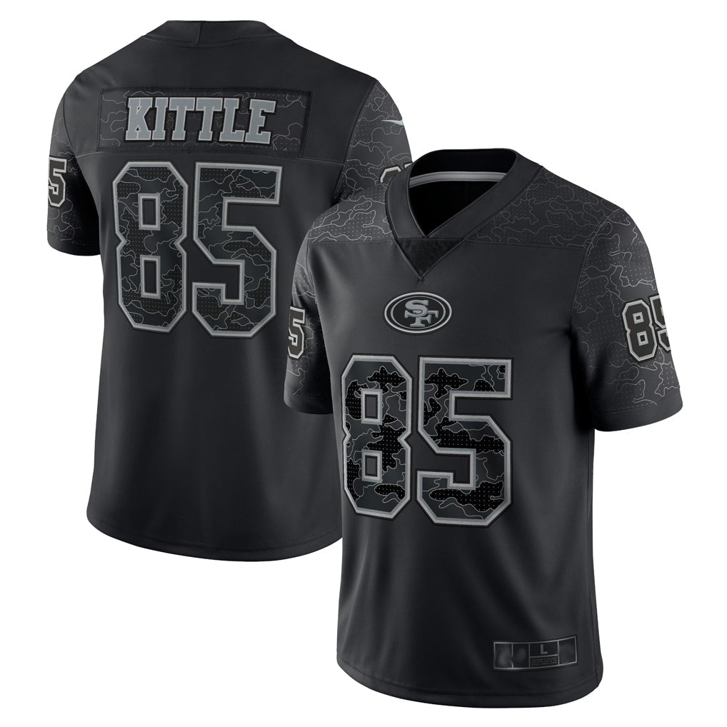 Punc SF.49ers #85 George Kittle Player Black RFLCTV Limited Stitched Jerseys