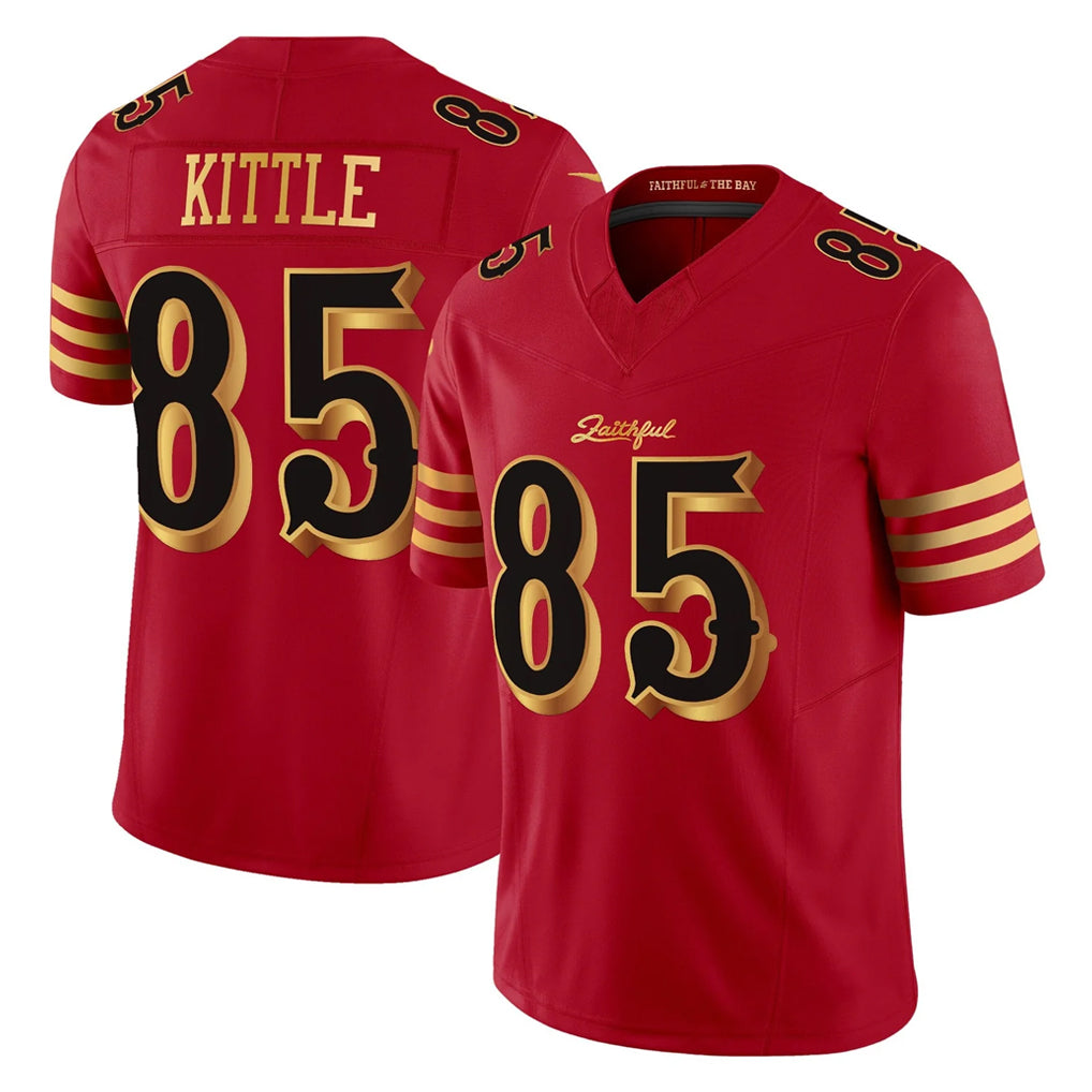 Punc SF.49ers #85 George Kittle Player Red Rivalries Vapor Limited Home Game Stitched Jerseys
