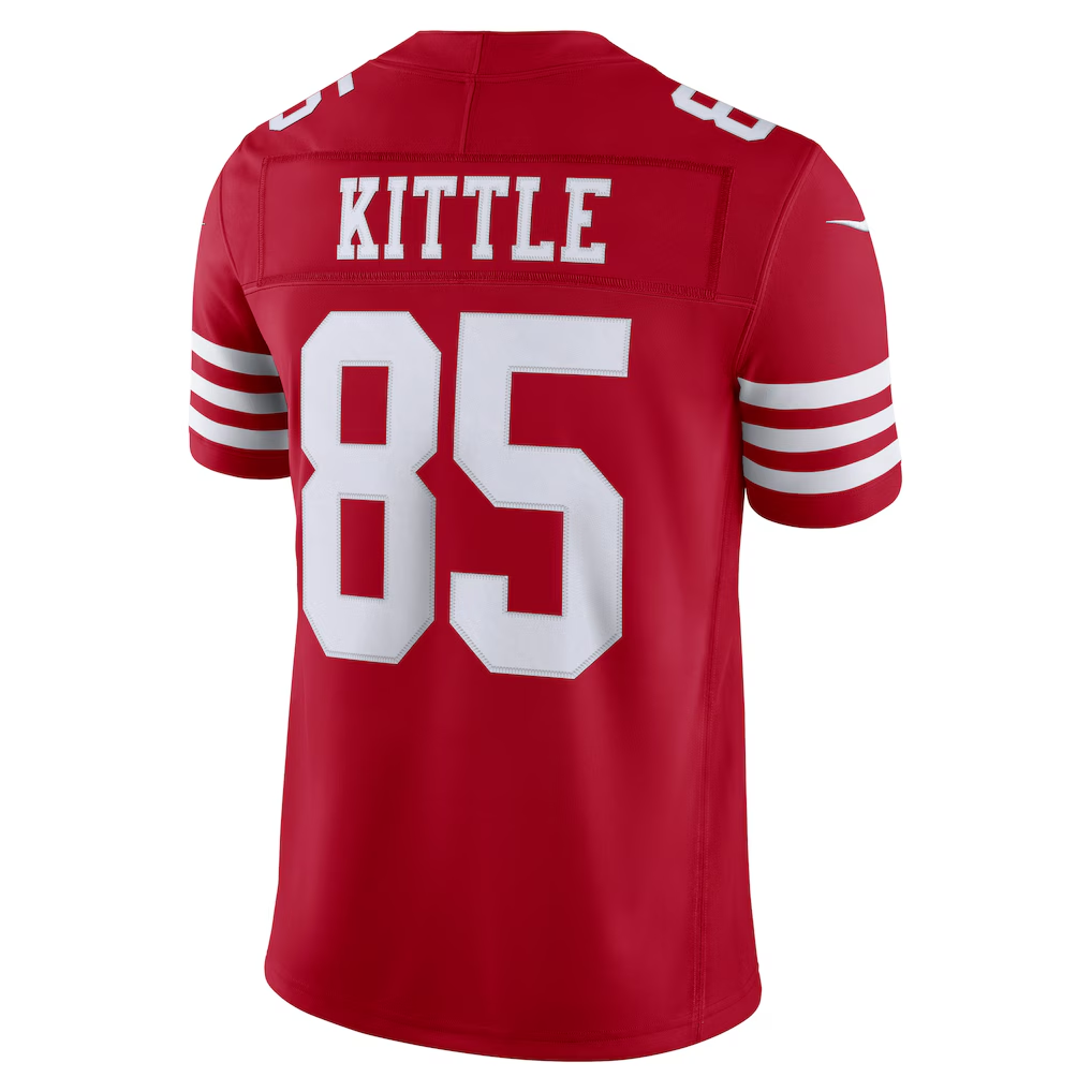 Punc SF.49ers #85 George Kittle Scarlet Team Vapor F.U.S.E. Stitched Limited Jerseys