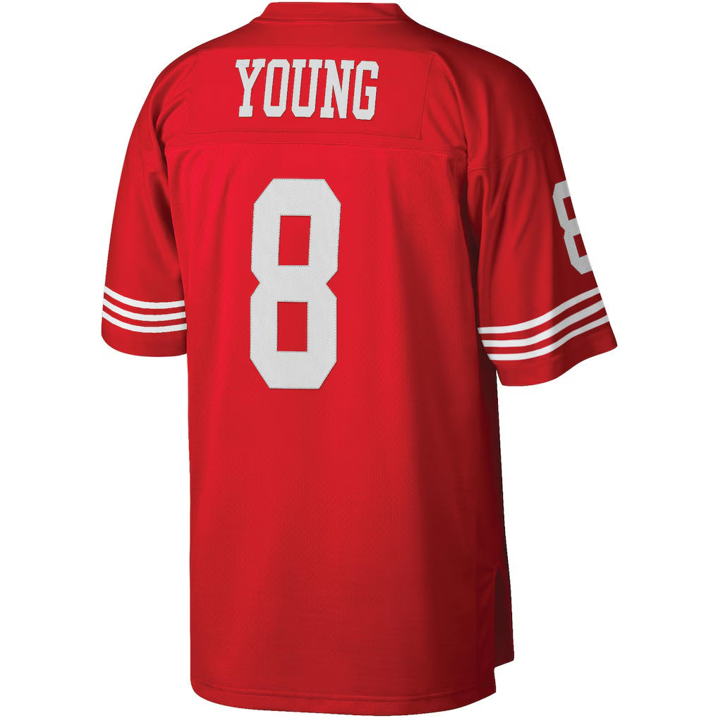 Punc SF.49ers #8 Steve Young Mitchell & Ness Scarlet Legacy Replica Stitched Jerseys