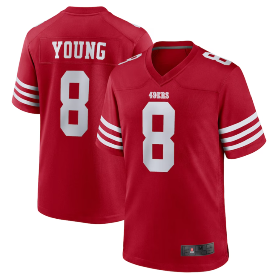 Punc SF.49ers #8 Steve Young Scarlet Retired Player Game American Stitched Jersey