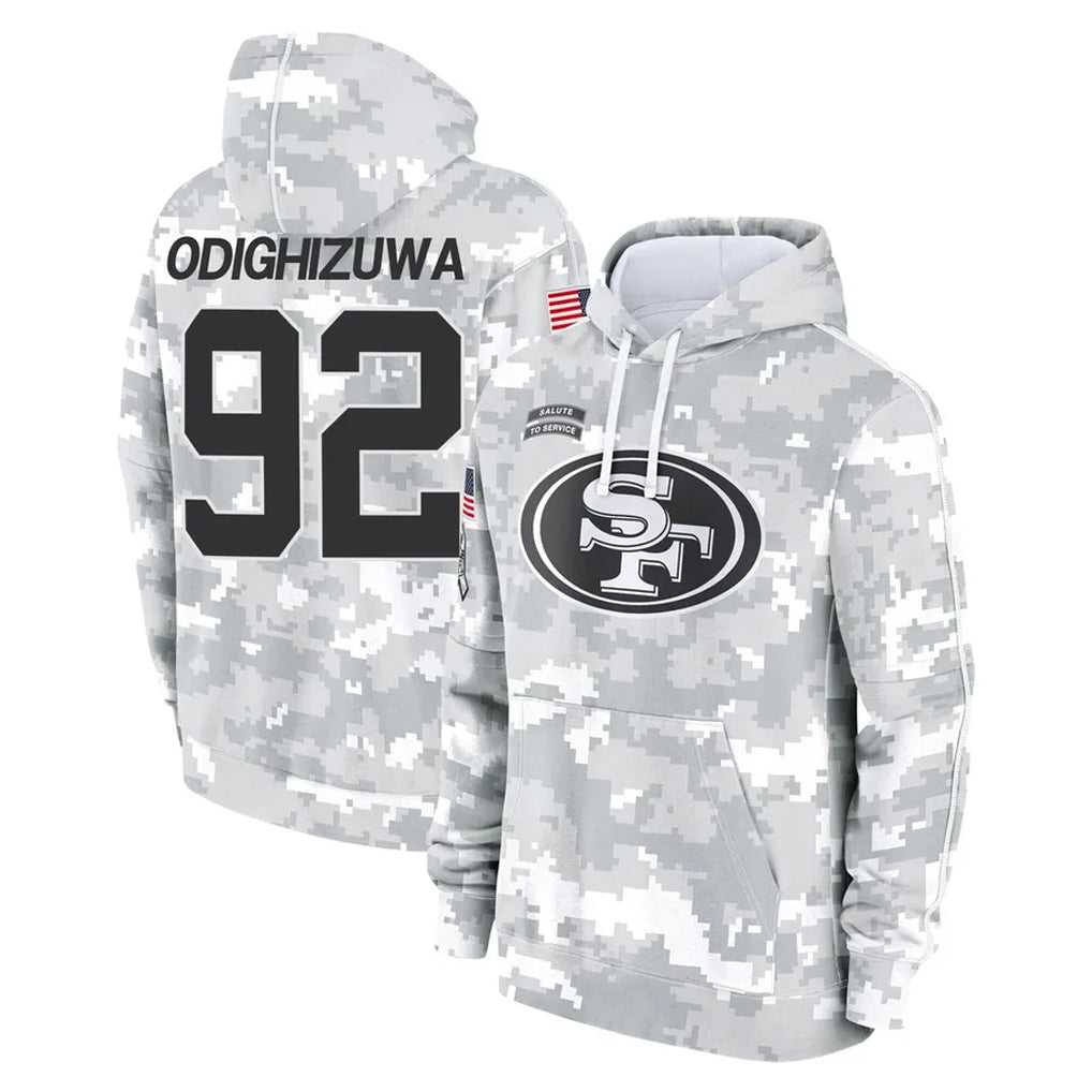 Punc SF.49ers #92 Osa Odighizuwa Player Arctic Camo Limited Salute to Service Pullover Hoodies Game Stitched Jerseys