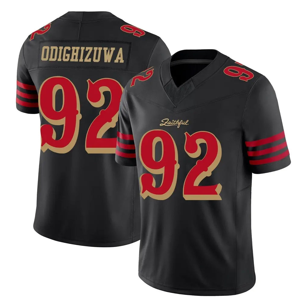 Punc SF.49ers #92 Osa Odighizuwa Player Black Limited Rivalries Collection Home Game Stitched Jerseys