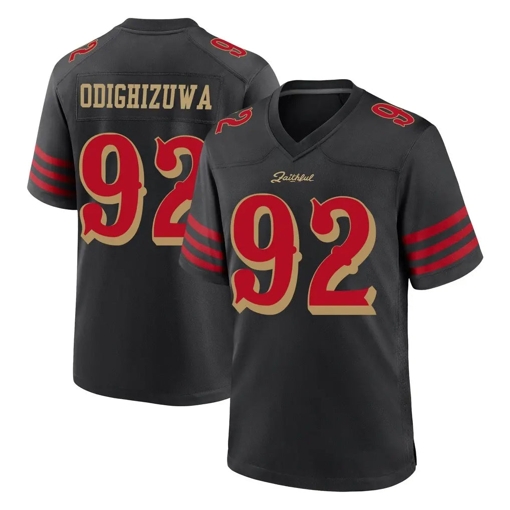 Punc SF.49ers #92 Osa Odighizuwa Player Black Rivalries Collection Home Game Stitched Jerseys
