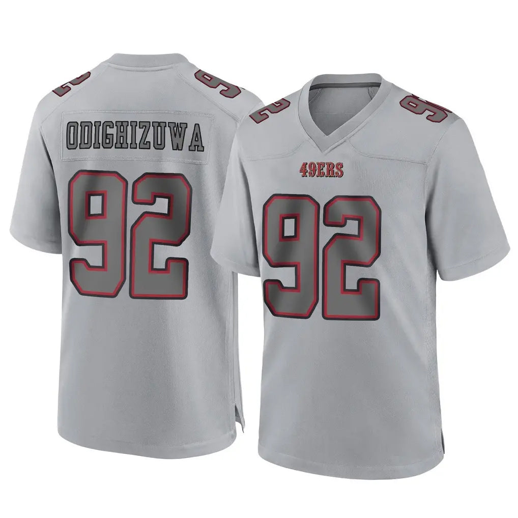 Punc SF.49ers #92 Osa Odighizuwa Player Gray Atmosphere Fashion Home Game Stitched Jerseys