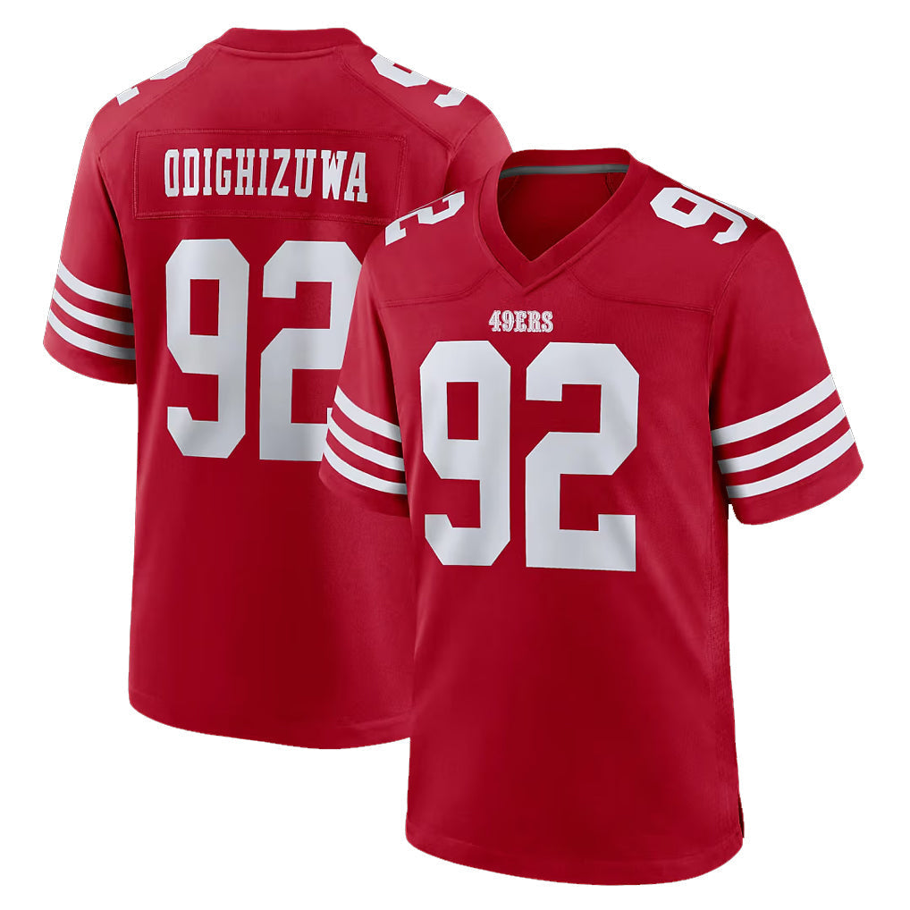Punc SF.49ers #92 Osa Odighizuwa Player Red Game Home Stitched Jerseys