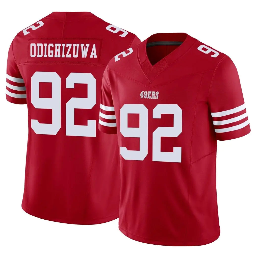 Punc SF.49ers #92 Osa Odighizuwa Player Red Limited Vapor F.U.S.E. Home Game Stitched Jerseys