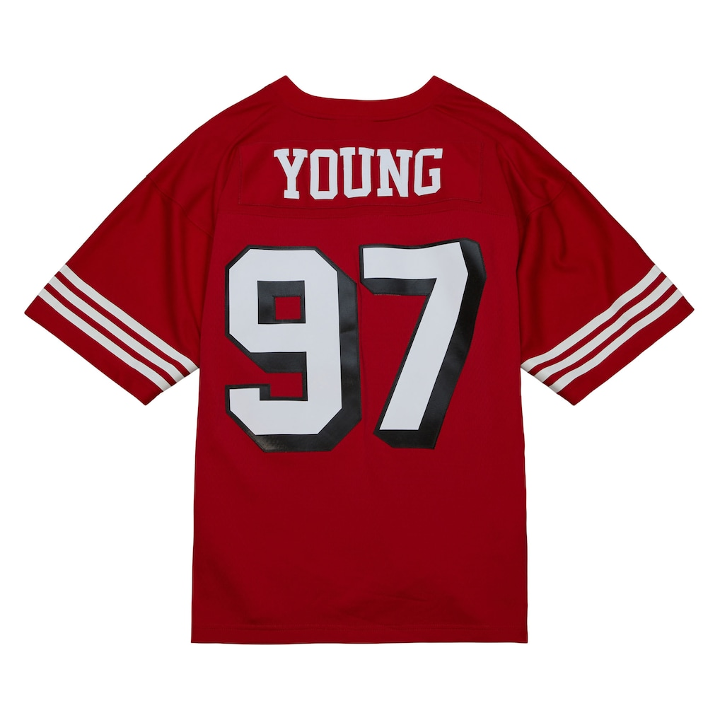 Punc SF.49ers #97 Bryant Young Mitchell & Ness Scarlet Legacy Replica Stitched Puhic Jersey
