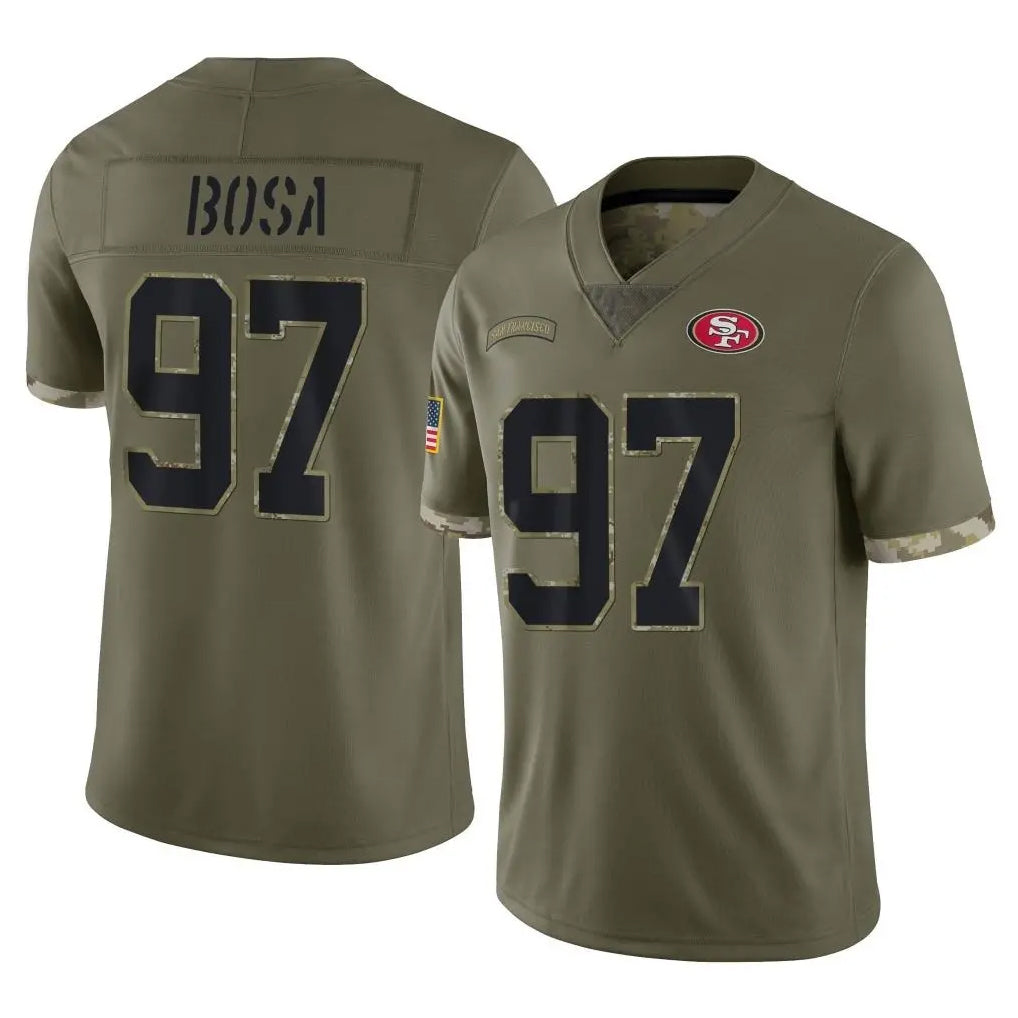 Punc SF.49ers #97 Nick Bosa Player Olive Limited Salute To Service Home Game Stitched Jerseys