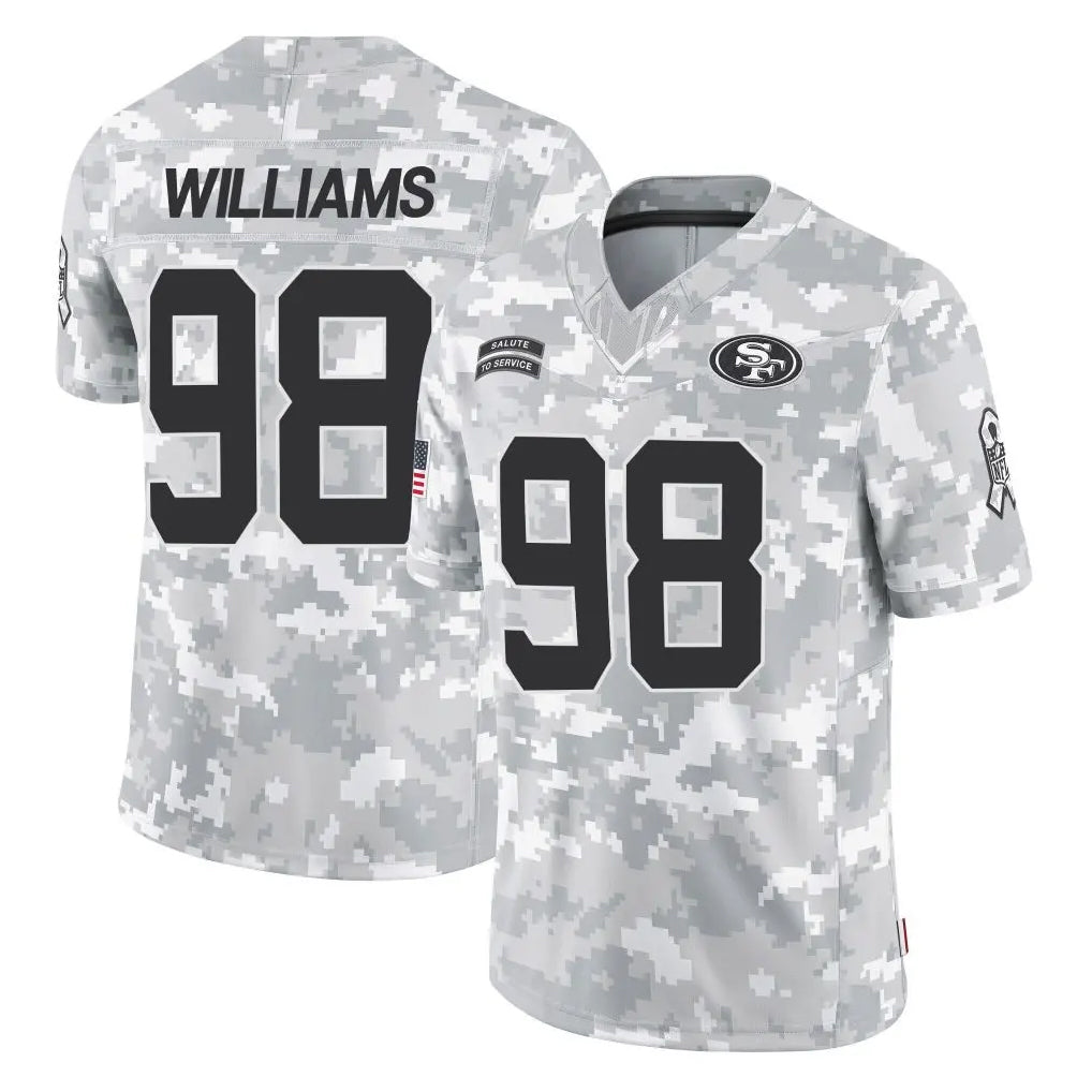 Punc SF.49ers #98 Mykel Williams Player Arctic Camo Limited Salute To Service Home Game Stitched Jerseys