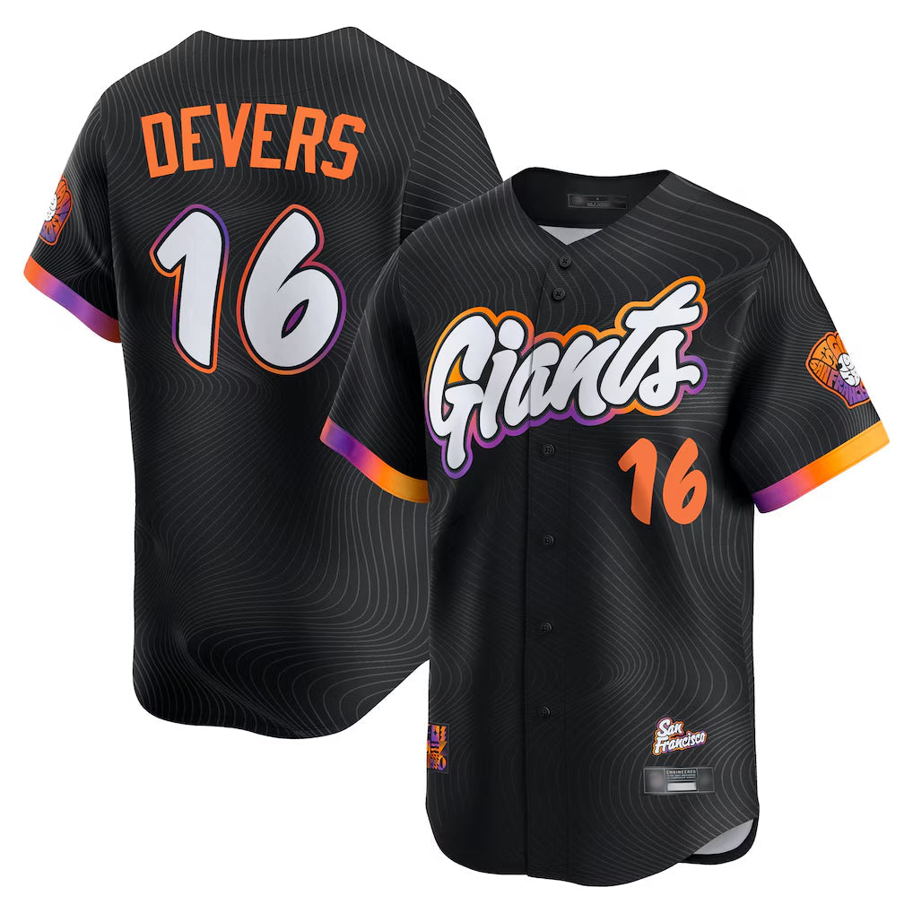 Punc SF.Giants #16 Rafael Devers Player Black 2025 City Connect Home Limited Stitched Jerseys