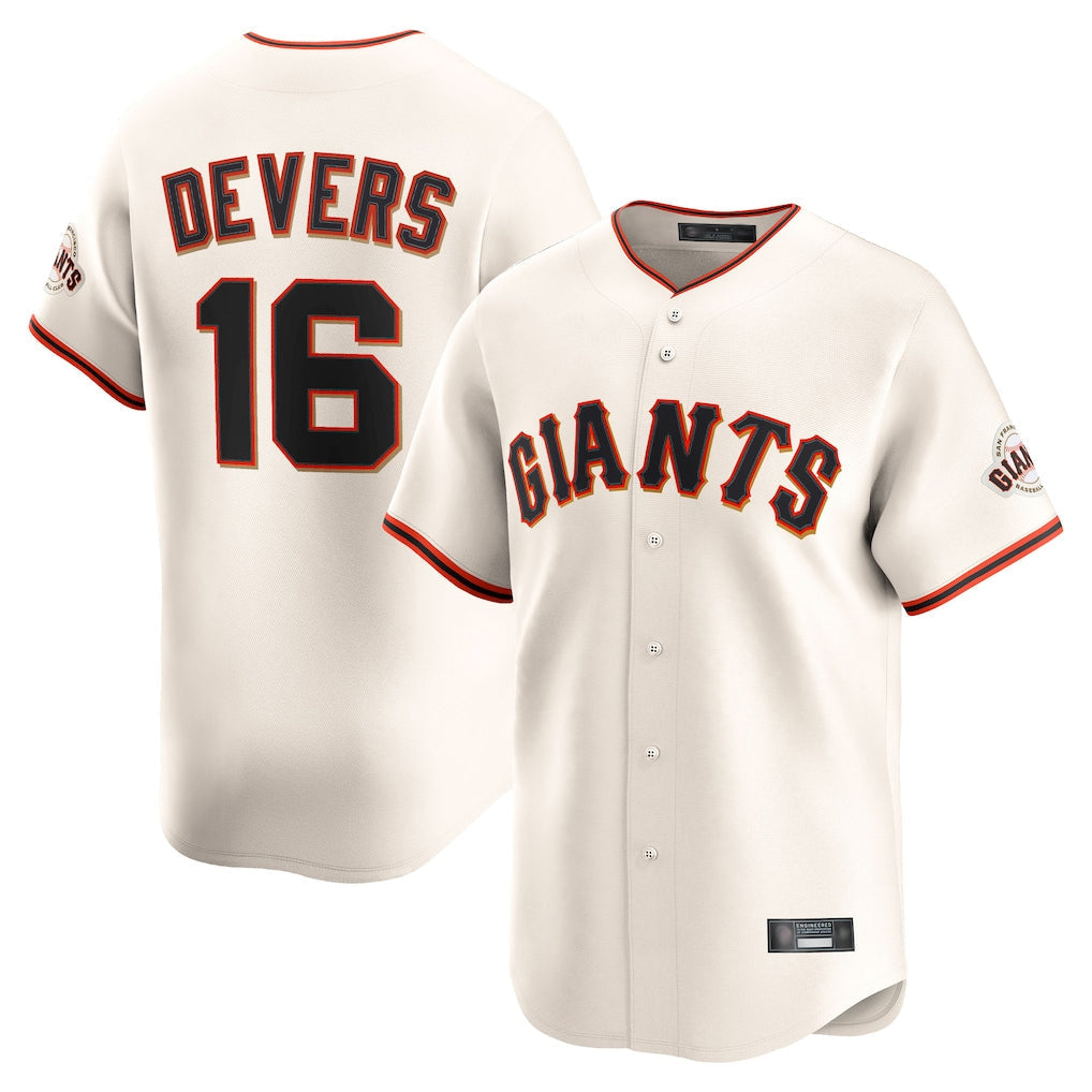 Punc SF.Giants #16 Rafael Devers Player Cream Home Limited Stitched Jerseys