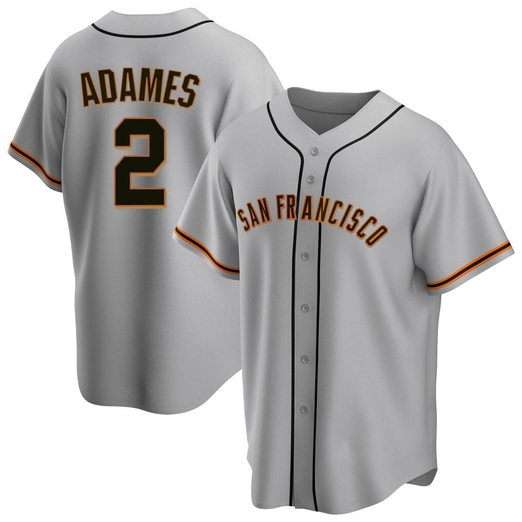Punc SF.Giants #2 Willy Adames Player Gray Home Game Stitched Jerseys