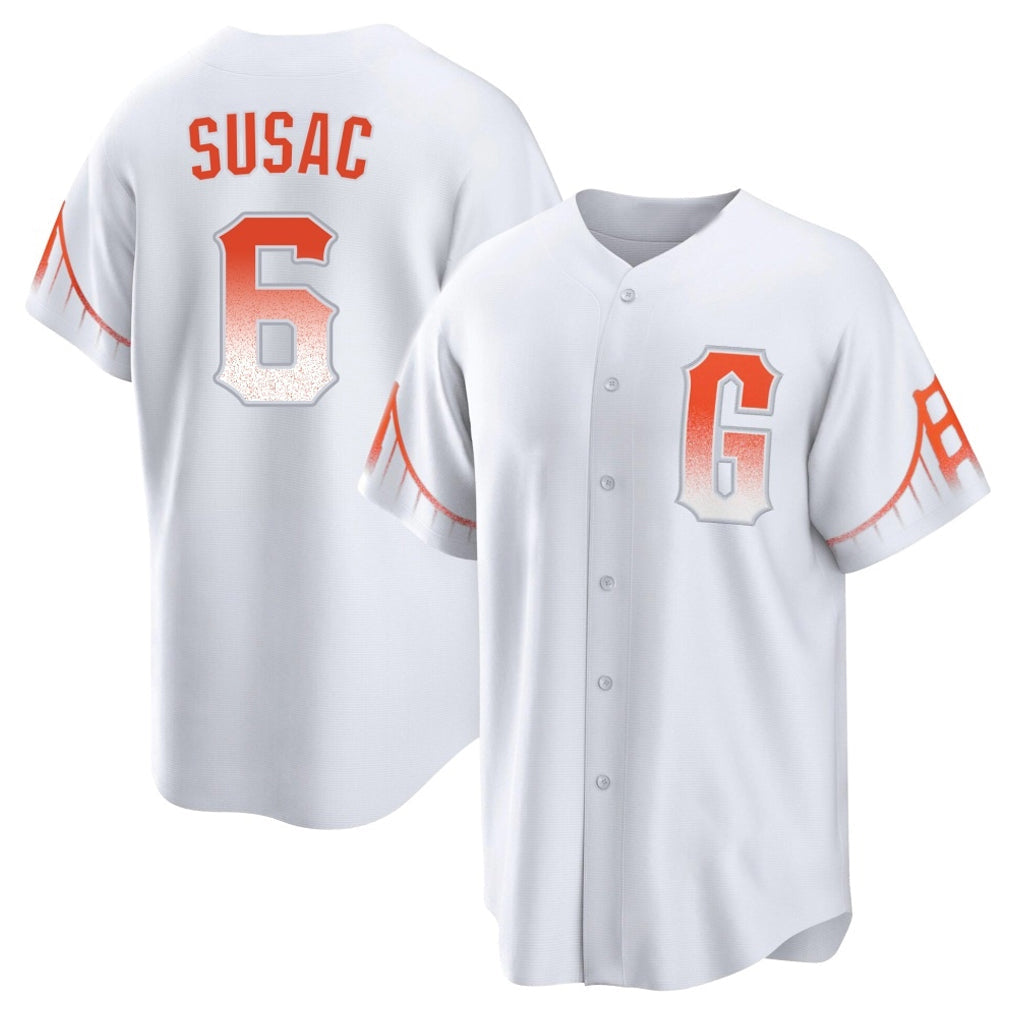 Punc SF.Giants #6 Daniel Susac Player White City Connect Home Game Stitched Jerseys