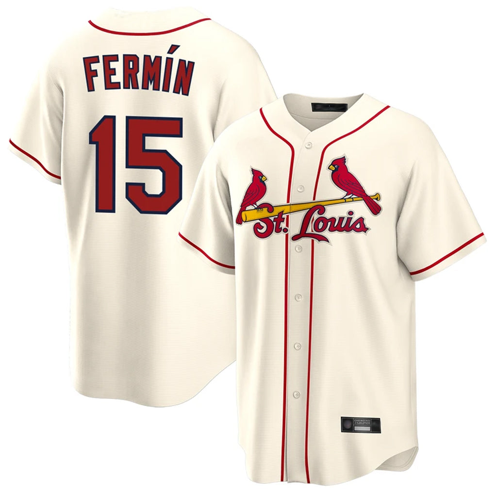 Punc St. Louis Cardinals #15 Jose Fermin Player Cream Home Game Stitched Jerseys