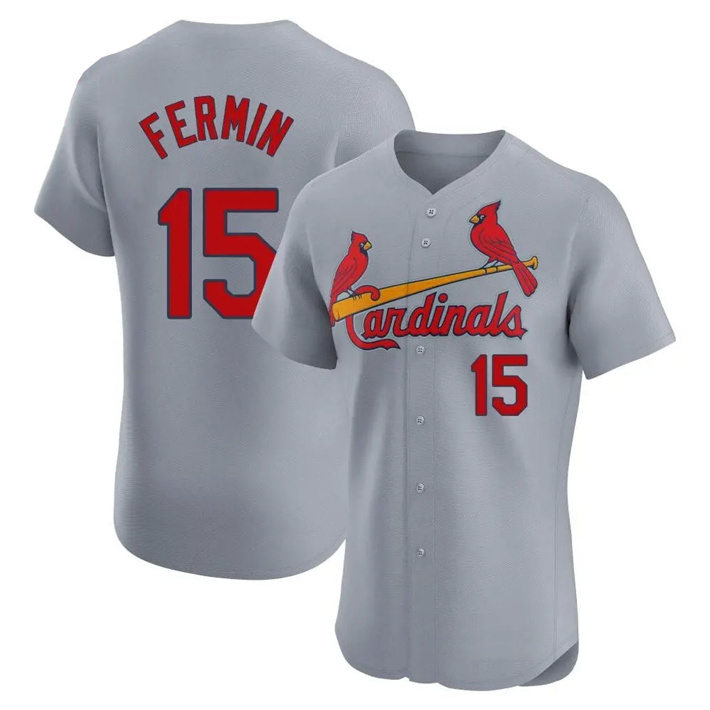 Punc St. Louis Cardinals #15 Jose Fermin Player Gray Home Limited Elite Stitched Jerseys