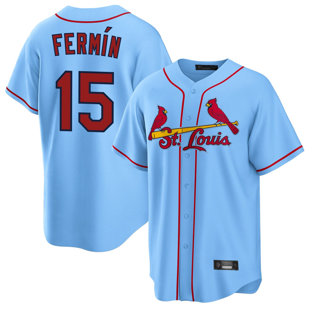 Punc St. Louis Cardinals #15 Jose Fermin Player Light Blue Home Game Stitched Jerseys