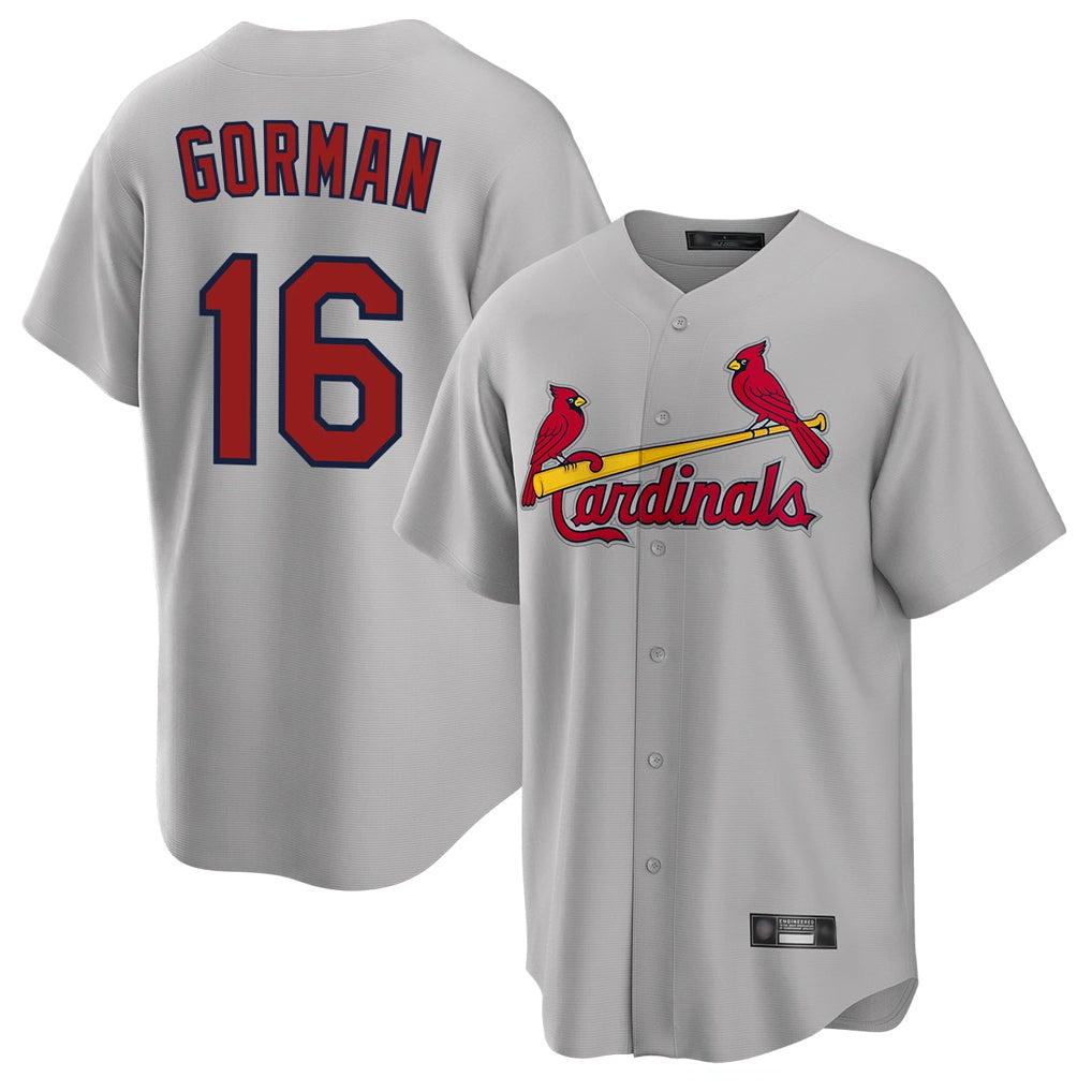 Punc St. Louis Cardinals #16 Nolan Gorman Player Gray Home Game Stitched Jerseys