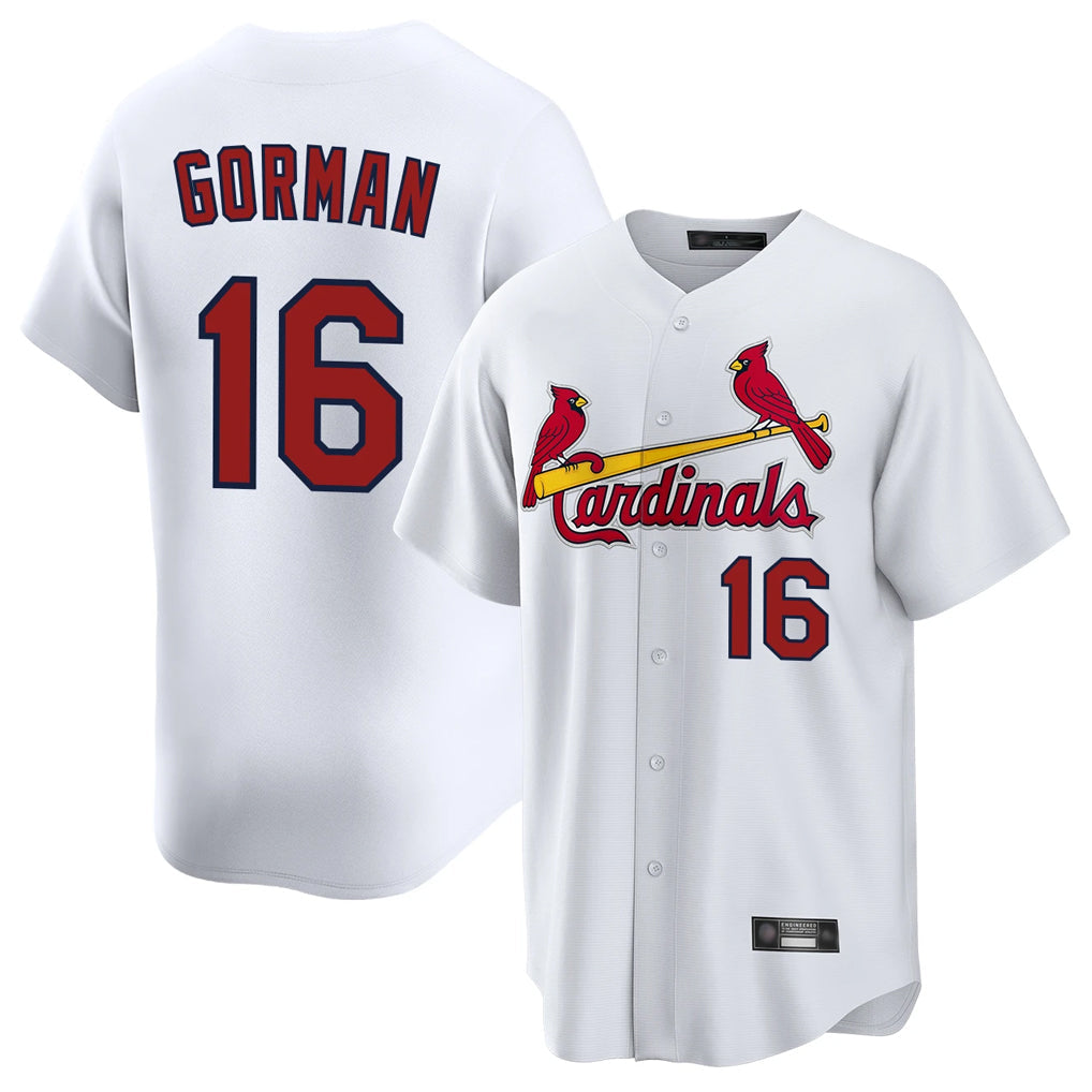 Punc St. Louis Cardinals #16 Nolan Gorman Player White Home Game Stitched Jerseys