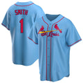 Punc St. Louis Cardinals #1 Ozzie Smith Player Light Blue Home Game Stitched Jerseys